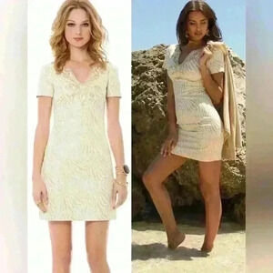 Lilly Pulitzer Sz 14 Millianua gold jacquard dress zebra print item# 5D